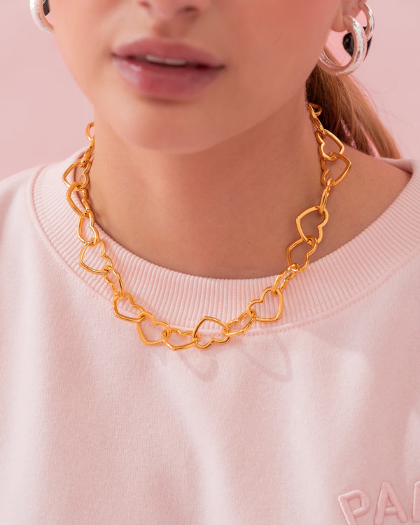 Choker Cadena Corazón + Aretes By Jose y Cami
