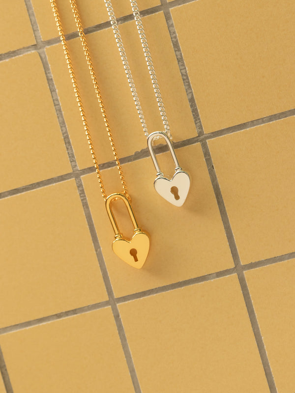 Collar Corazón Candado + Aretes