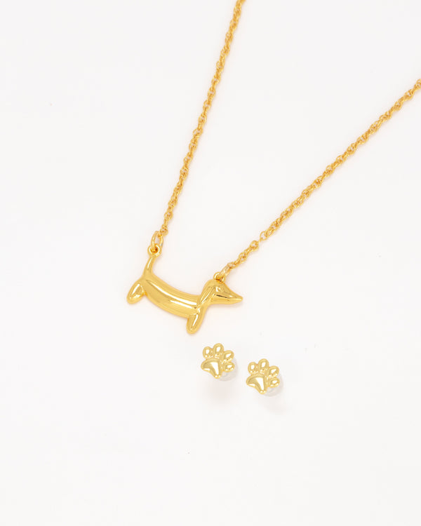 Collar Perro + Aretes Huella