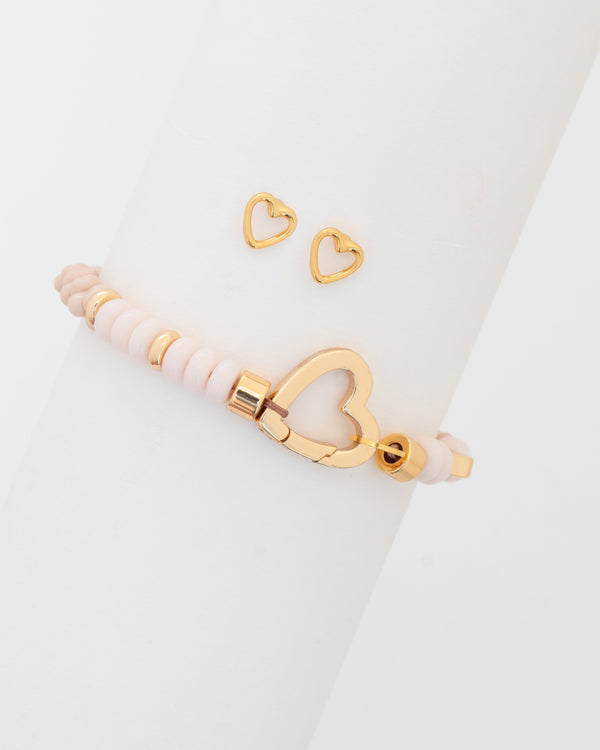 Pulsera Corazón Liso + Aretes