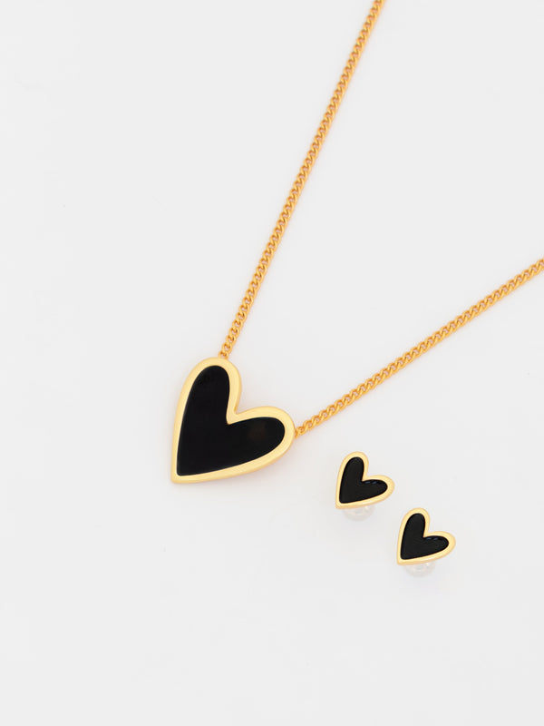 Set Cadena + Aretes Corazón