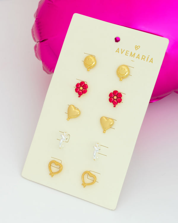 Set X5 Aretes Mini Globo By Jose Y Cami
