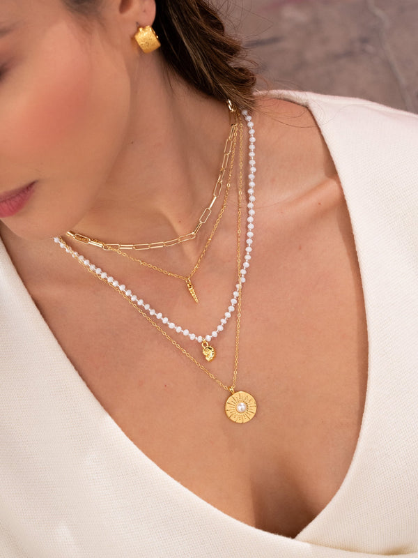 Set Collar Perlas y Conchas + Aretes